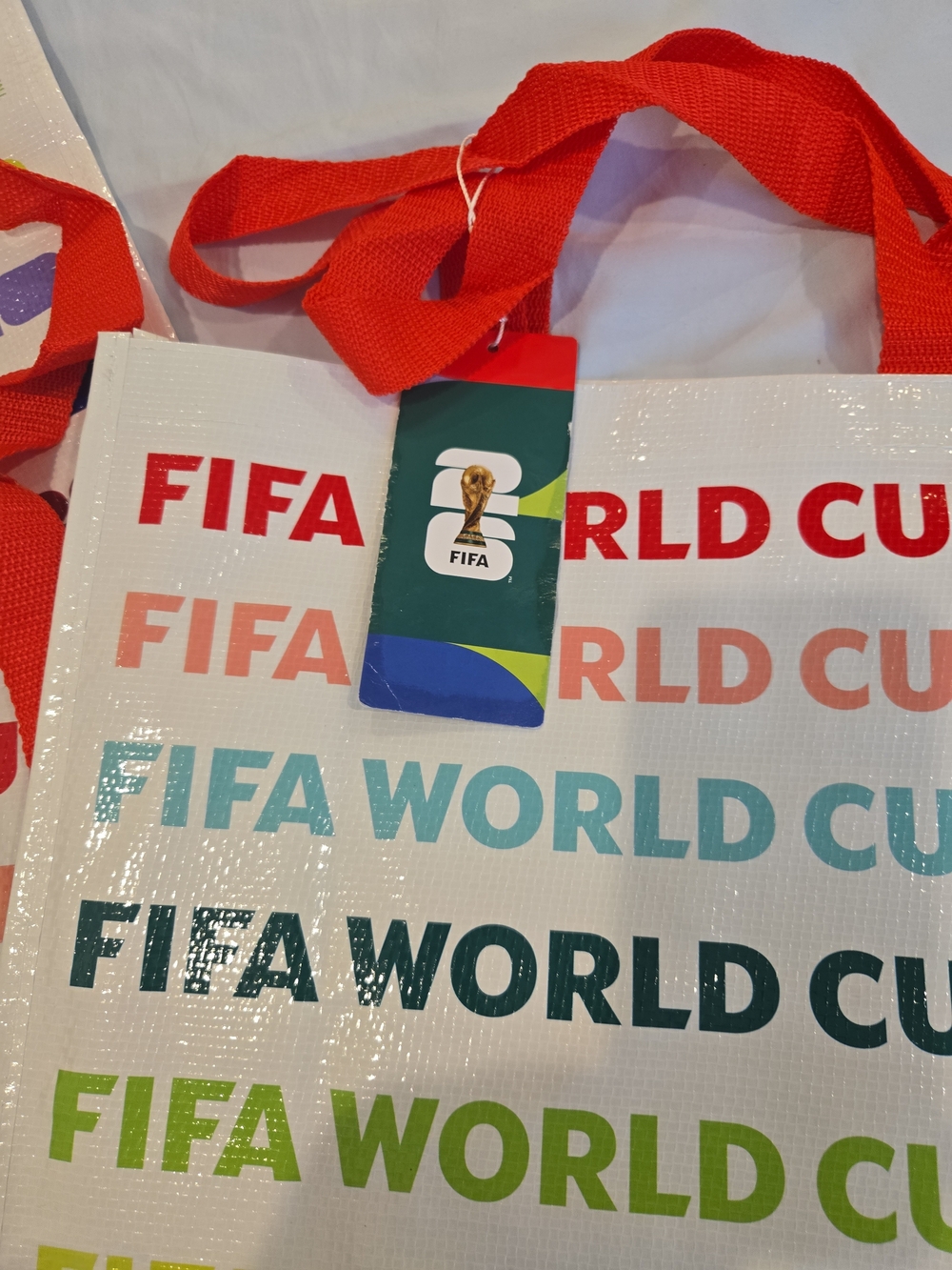 FIFA World Cup Multicolor Tote Bag with Red Handles